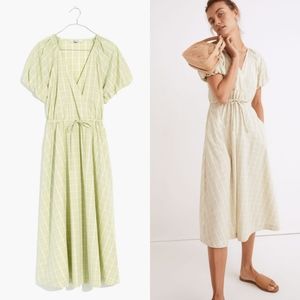 Madewell Plaid Tie Waist Midi Dress